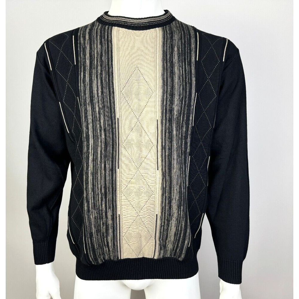 Pronto Uomo‎ Abstract Long sleeve Sweater Mens L NWT Stretch Cotton Pullover